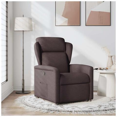 Poltrona Reclinabile Marrone Scuro in Tessuto - Foto 2