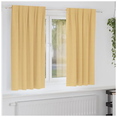 Tende con tende 2 pcs Beige Poliestere - Foto 2