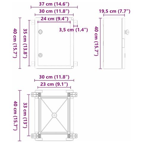 Armadietto di Controllo Grigio 30 x 19.5 x 40 cm Plastica ABS - Foto 9
