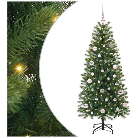 Albero di Natale artificiale con 150 LED Verde 150 cm PE e PVC - Foto 1