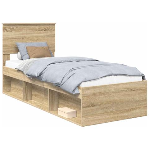 Struttura del letto Rovere Sonoma 75 x 190 cm Pino massello - Foto 1