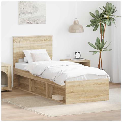 Struttura del letto Rovere Sonoma 75 x 190 cm Pino massello - Foto 2