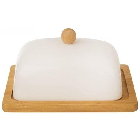 Burriera Orion in porcellana bianca e bambù, decorazione pratica per la cucina - Foto 2