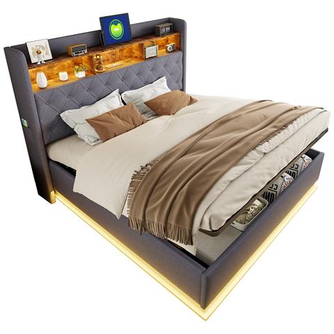 Letto Con Illuminazione Led Multicolore E Doppio Stoccaggio - Foto 1