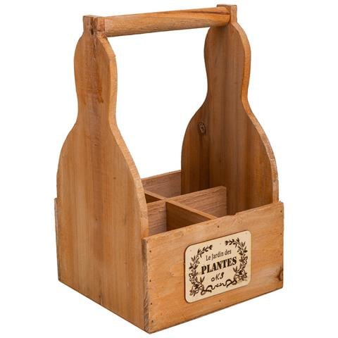 Cestino Portafiori In Legno Marrone 18x18x10/30h - Foto 1