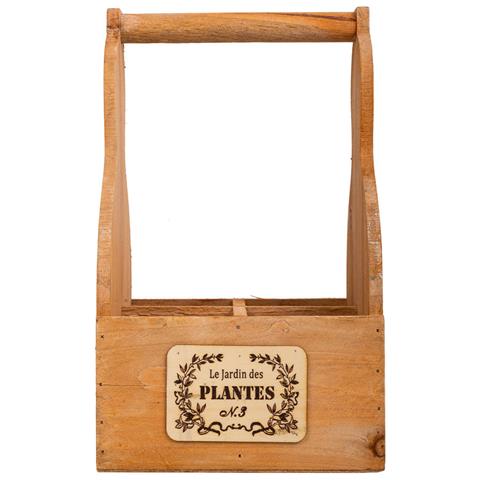 Cestino Portafiori In Legno Marrone 18x18x10/30h - Foto 2