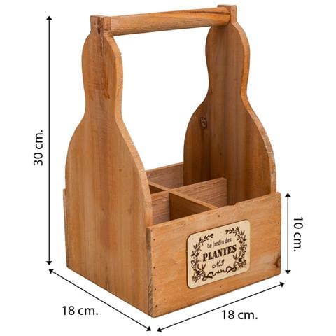 Cestino Portafiori In Legno Marrone 18x18x10/30h - Foto 7