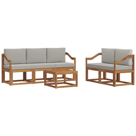 Set di divani da esterno 6 pcs Grigio Naturale e Chiaro - Foto 1