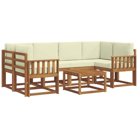 Set di divani da esterno con cuscino 7 pcs Naturale e Crema - Foto 1