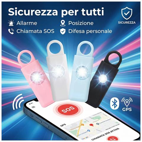 Portachiavi Allarme Antipanico, Dispositivo Antiaggressione Sos Chiamata Automatica, Invio Istantaneo Posizione Gps, Sirena 130db, Difesa Personale E Autodifesa Per Donne, Bambini E Anziani (rosa) - Foto 4