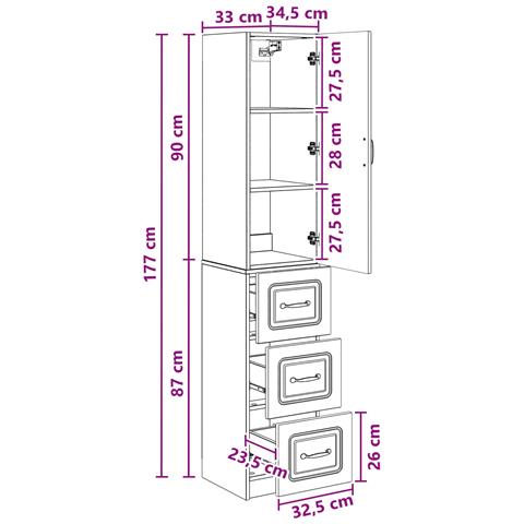 Set di armadi 2 pcs Rovere Artigianale 33 x 34,5 x 87 cm - Foto 8