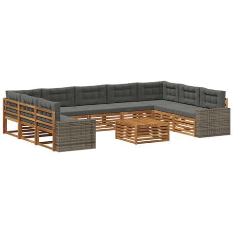 Set di divani da esterno 10 pcs Naturale e Antracite - Foto 1