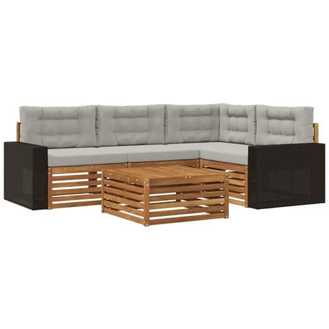 Set di divani da esterno 5 pcs Naturale e Grigio Chiaro - Foto 1