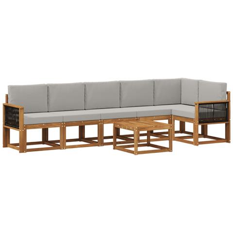Set di divani da esterno 7 pcs Naturale e Grigio Chiaro - Foto 1