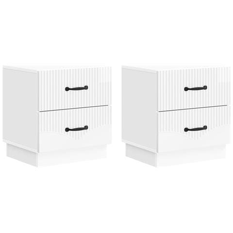 Armadio da Notte 2 pcs Bianco Lucido 43 x 34,5 x 44,5 cm - Foto 1