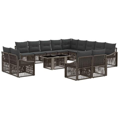 Set Divano da Giardino 14 pz Grigio e Grigio Scuro polyrattan - Foto 1