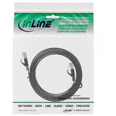cavo patch lan piatto, ftp (u / ftp -pimf), cat. 6a (10giga), 500mhz, guaina pvc, cu (100% rame), nero, 2m - Foto 2