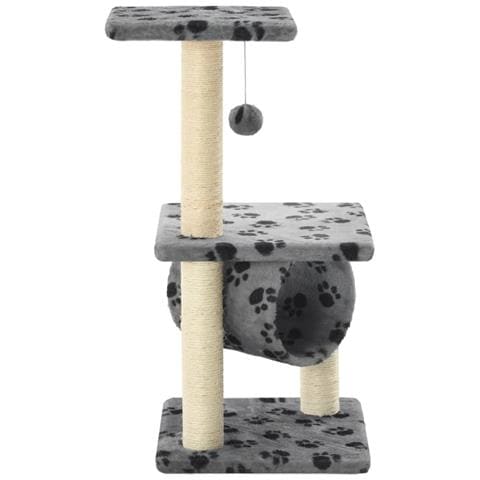 Albero Per Gatti E Tiragraffi Sisal 65 Cm Zampe Stampate Grigio - Foto 4
