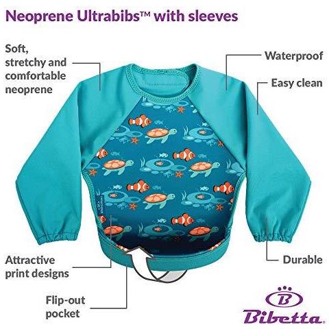 Maniche Lunghe Lo Svezzamento Bib - Ultrabib Impermeabile Lavabile Neoprene Alimentazione Bavaglino Con Ampio Crumb Catcher Tasca 6 Mesi (tropical Fish) - Foto 4