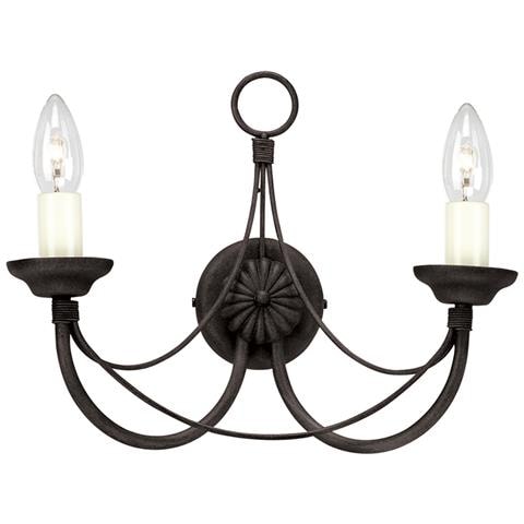 Applique Da Interno A 2 Luci Nera - Paralume In Vetro Non Incluso, Attacco E14 - Foto 2