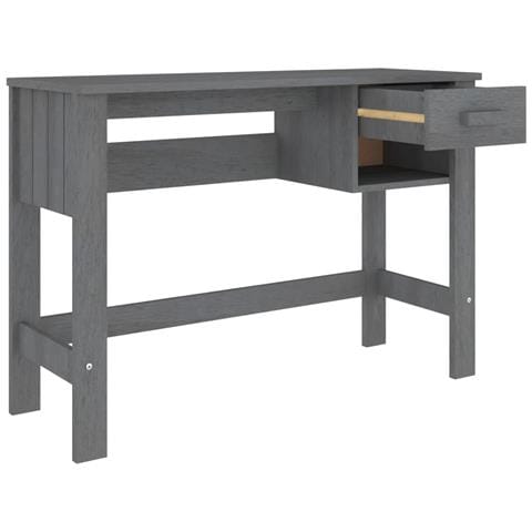Scrivania Grigio Scuro 110x40x75 Cm In Legno Massello Di Pino - Foto 2