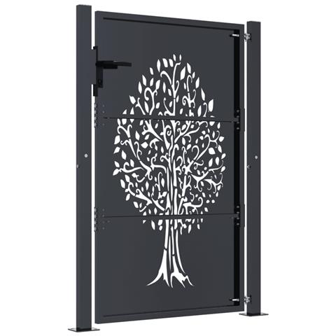 Cancello Giardino Antracite 105x155 Cm In Acciaio Design Albero - Foto 2