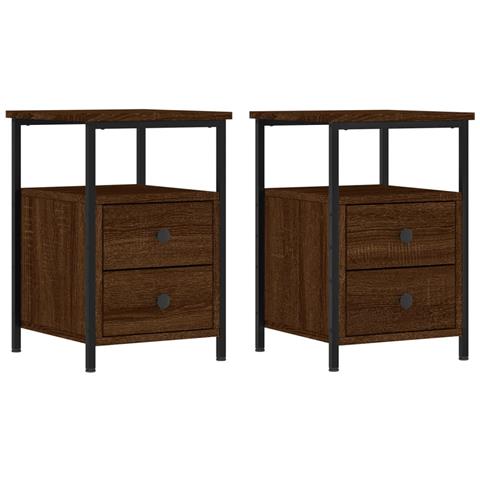 Comodini 2pz Rovere Marrone 34x35,5x50 Cm In Legno Multistrato - Foto 1
