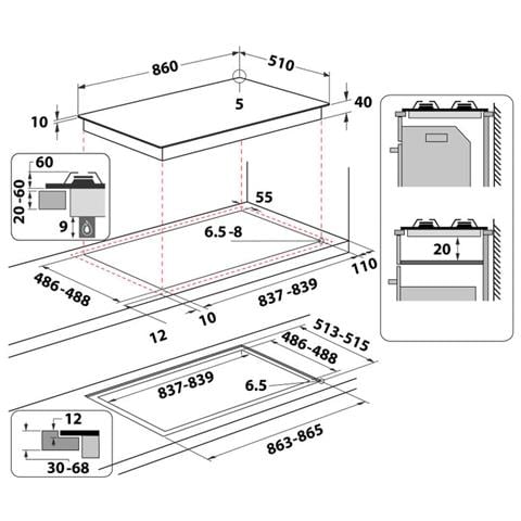 Piano Cottura GOA 9523/NB1 a Gas 5 Fuochi Gas Colore Nero - Foto 5