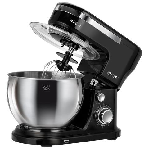 Robot Da Cucina Planetario Con 2 Ciotole Da 4 E 5 Litri - Processore Alimentare Da 1600 W - Nero - Foto 1