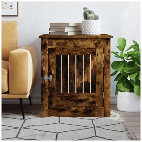 Gabbia Cani Da Arredamento Rovere Fumo 64,5x80x71cm Multistrato - Foto 1
