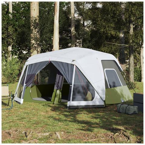 Tenda Famiglia con LED 10 Persone Verde Chiaro Rilascio Rapido - Foto 2
