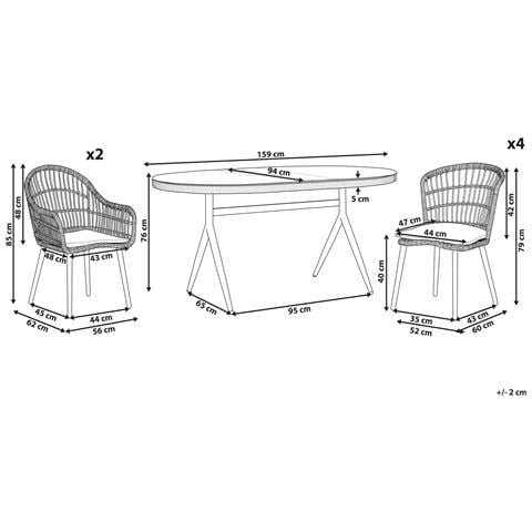 Set Da Pranzo Da Giardino 6 Posti In Rattan Color Naturale Aliano Ii - Foto 2