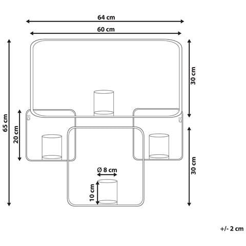 Portacandele Da Parete In Metallo 65 Cm Nero Palawan - Foto 2