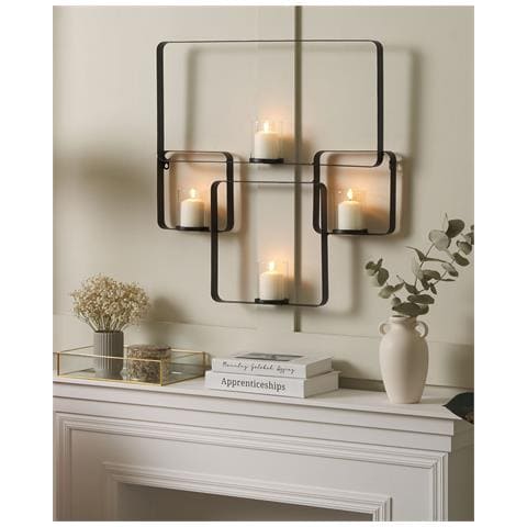 Portacandele Da Parete In Metallo 65 Cm Nero Palawan - Foto 1