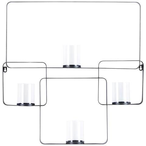 Portacandele Da Parete In Metallo 65 Cm Nero Palawan - Foto 5