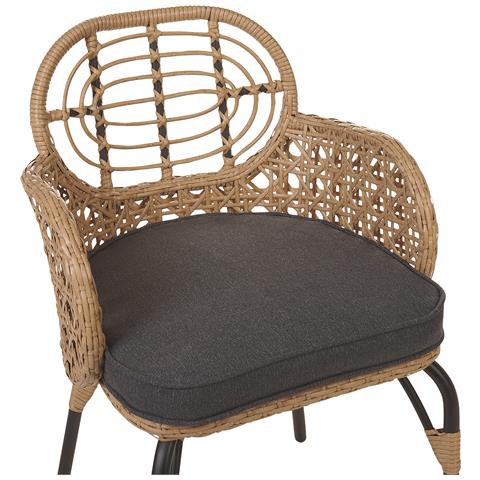 Set Di 6 Sedie Con Poggia Braccia Rattan Naturale Pratello - Foto 2