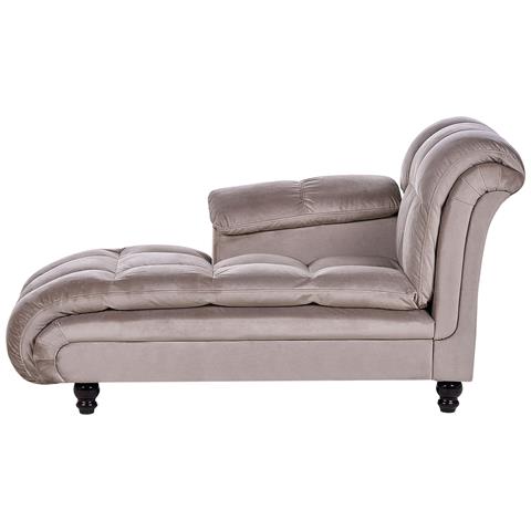 Chaise Longue Versione Destra Lormont Tessuto Tortora - Foto 2