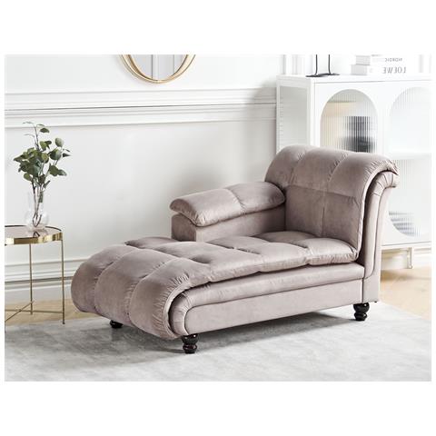 Chaise Longue Versione Destra Lormont Tessuto Tortora - Foto 1