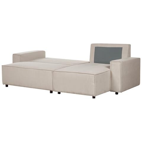 Divano Letto Angolare 3 Posti Abacka Velluto A Coste Beige Lato Sinistro - Foto 2