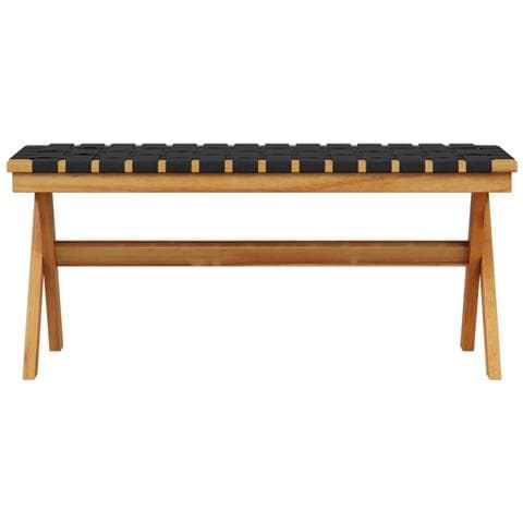 Panca Da Giardino Nera In Legno Massello Di Acacia E Tessuto - Foto 1