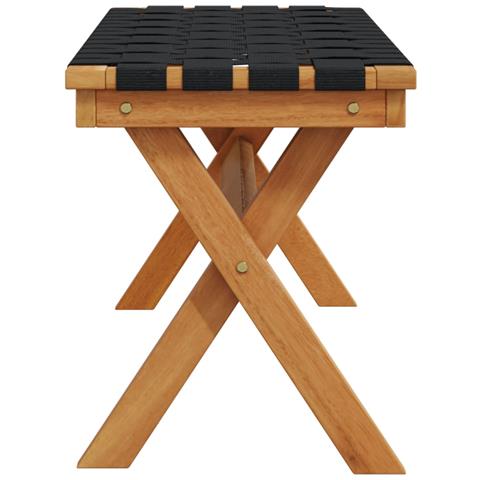 Panca Da Giardino Nera In Legno Massello Di Acacia E Tessuto - Foto 2