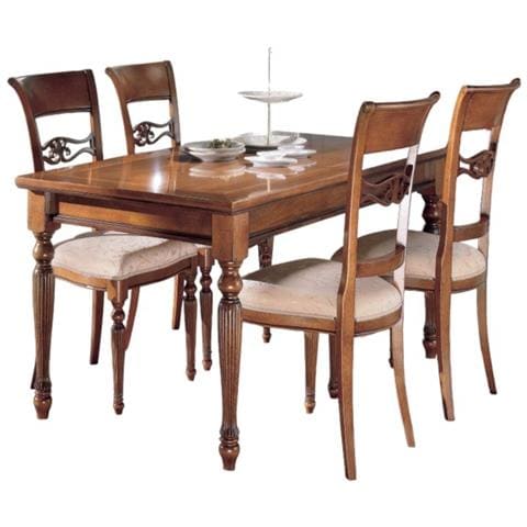 Tavolo Rettangolare Allungabile Legno Intarsiato Bassano 160x90x77 - Foto 1