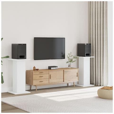 Supporti Altoparlanti 2 Pz Bianchi 30x30x80cm Legno Multistrato - Foto 1