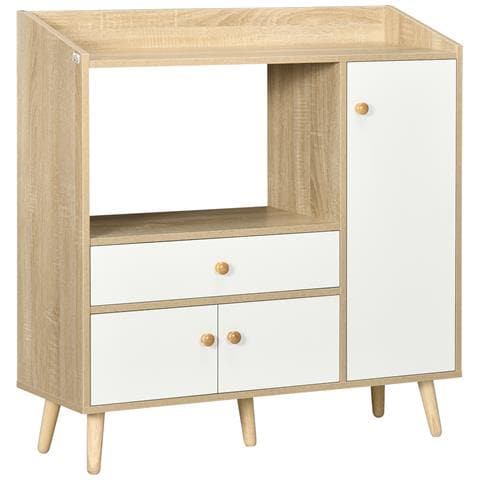 Mobile Cucina Per Microonde Con 2 Armadietti E Cassetto, 90x30x94cm, In Truciolato - Foto 1