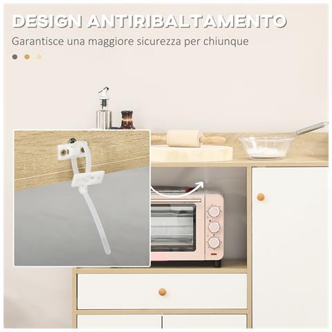 Mobile Cucina Per Microonde Con 2 Armadietti E Cassetto, 90x30x94cm, In Truciolato - Foto 6