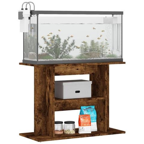 Supporto Acquario 80x35x60 Cm In Legno Multistrato Rovere Fumo - Foto 2