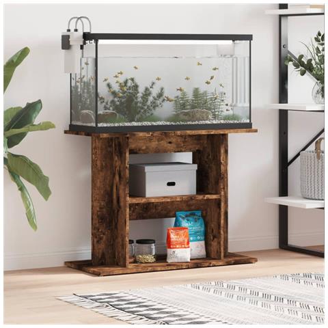 Supporto Acquario 80x35x60 Cm In Legno Multistrato Rovere Fumo - Foto 8