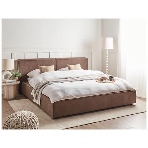 Letto Matrimoniale Boucle Marrone 160 X 200 Cm Linards - Foto 1