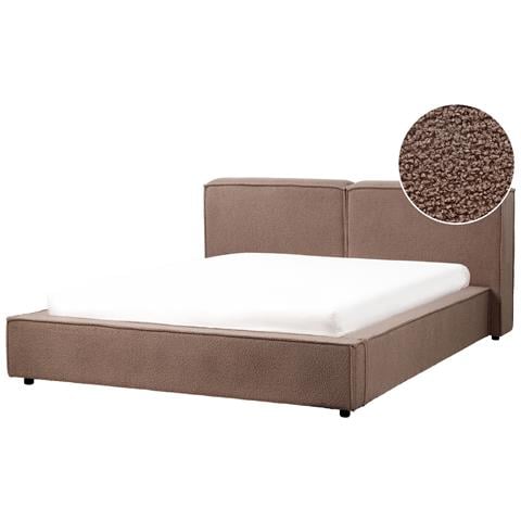 Letto Matrimoniale Boucle Marrone 160 X 200 Cm Linards - Foto 2