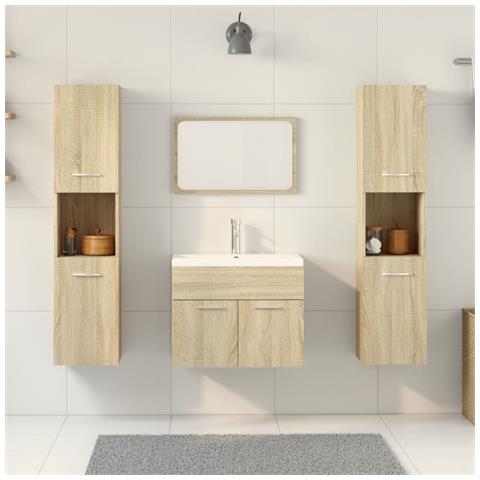 Set Mobili Da Bagno 4 Pz Rovere Sonoma In Legno Multistrato - Foto 3